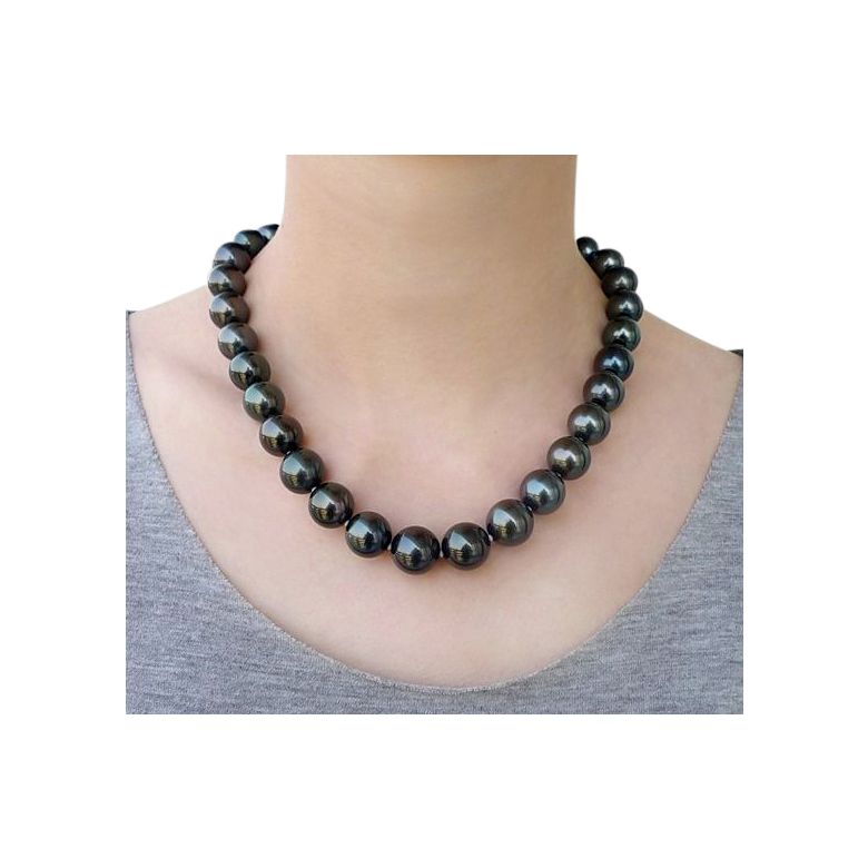 Collier en perles noires de Tahiti - 12/14mm, AAB - 2