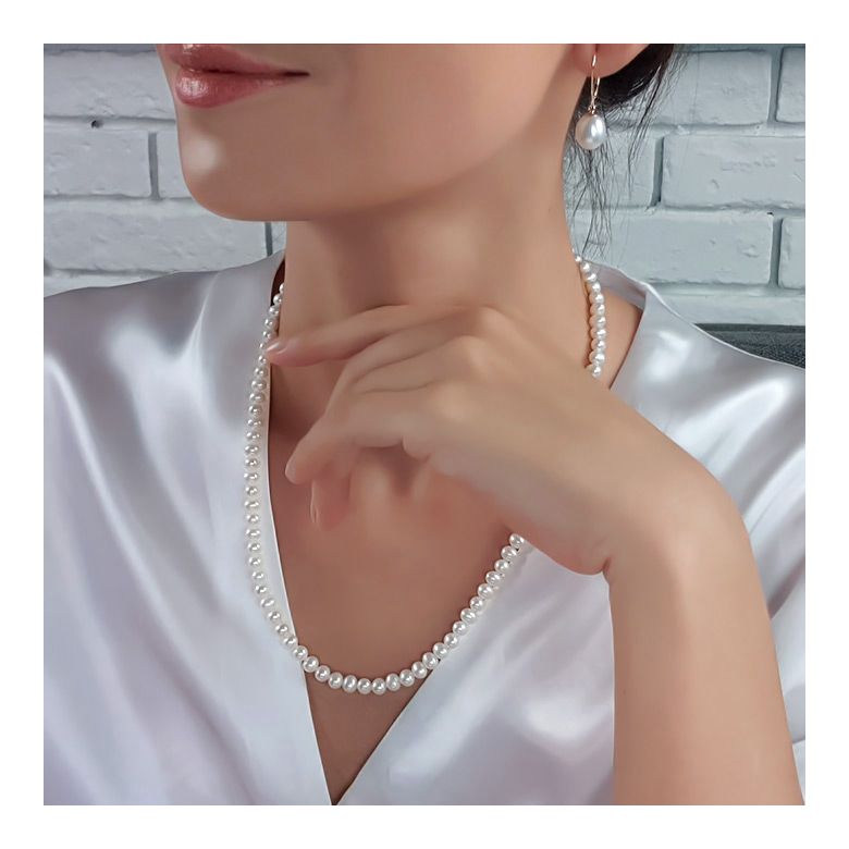 Collier perles de culture blanches Mariage 5/5.5mm, AA+ - 2