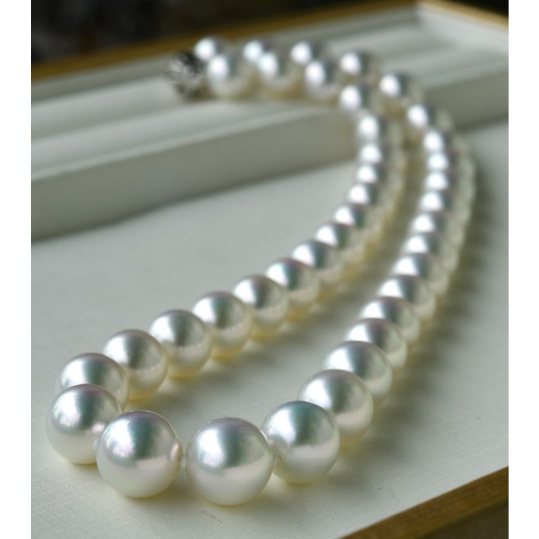 Collier de perles d'Australie blanches - Perle mers du sud 10/12mm - 2